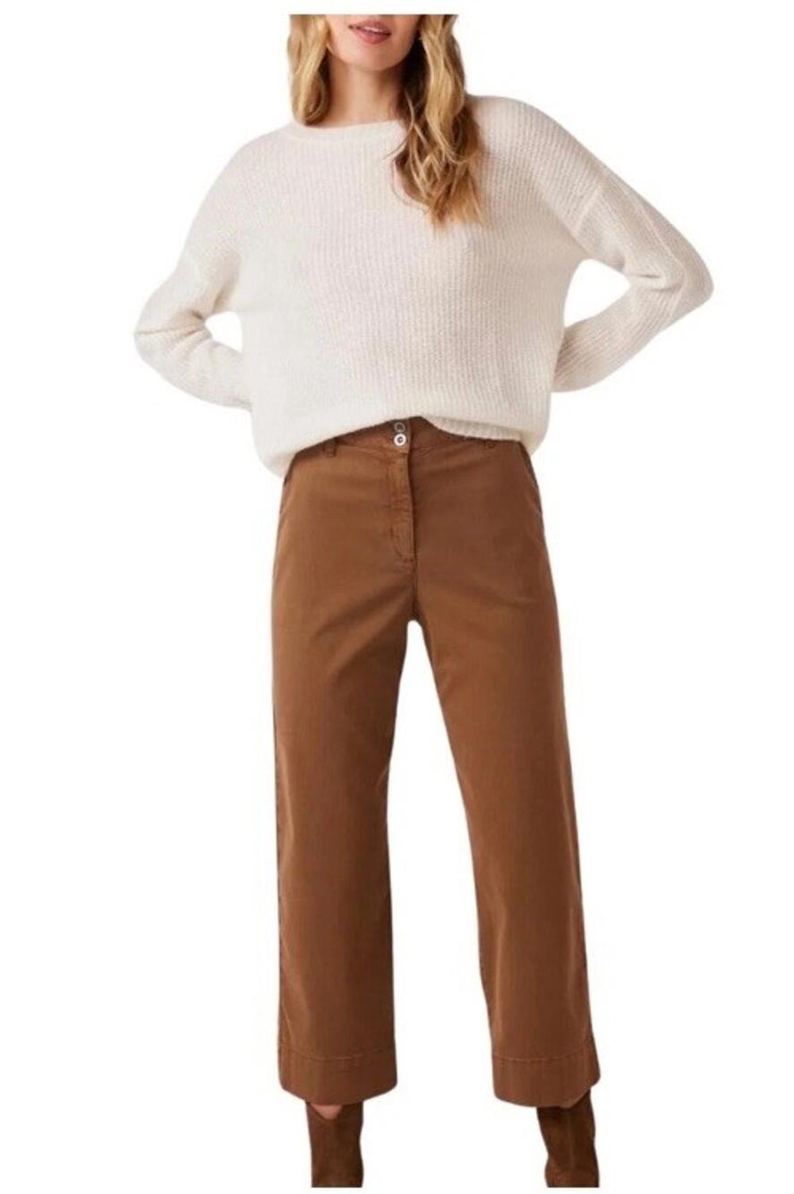 Bella Dahl Women’s Sofia Spiced Brown Wide Leg Crop Pants Stretch Size 31 NWT